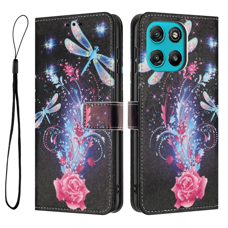 Moto G67 Power / G57 Power Funda Libélulas y Flores