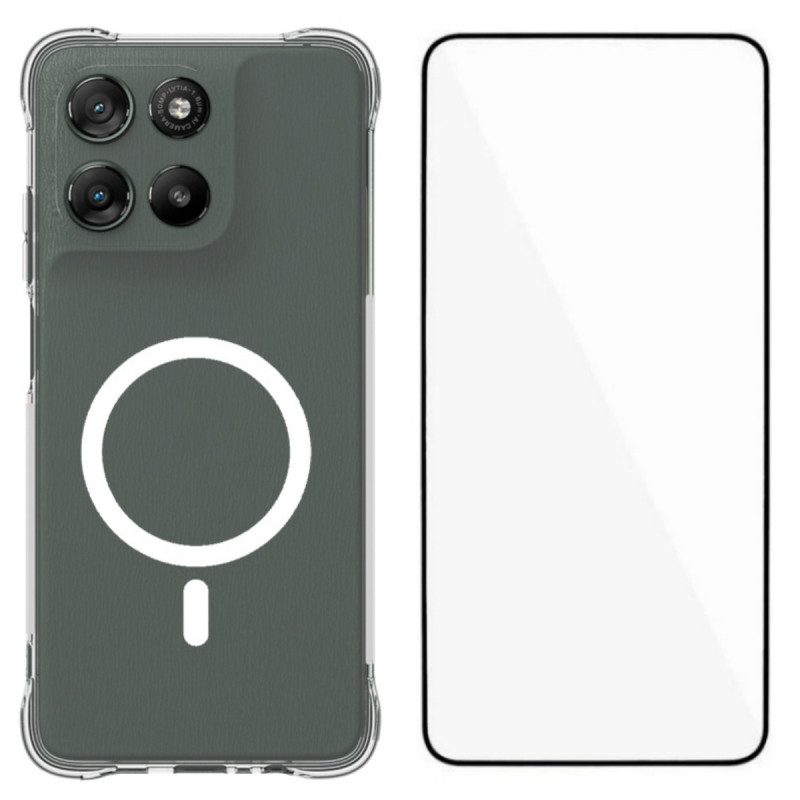 Funda magnética transparente Moto G67 Power con protector de pantalla