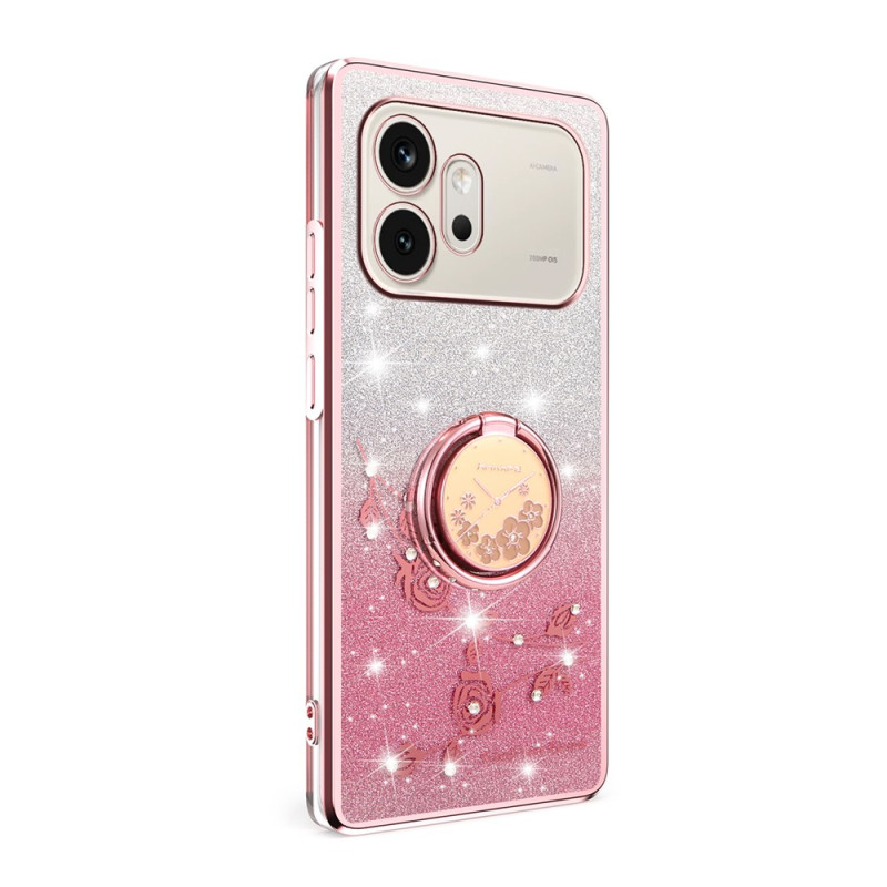 Honor 600 Caso Flor y Rhinestone Anillo Soporte KADEM
