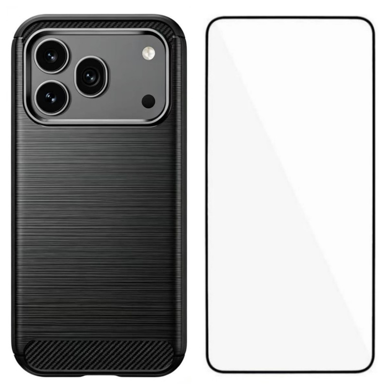 Honor 600 Pro Funda de fibra de carbono cepillada con protector de pantalla