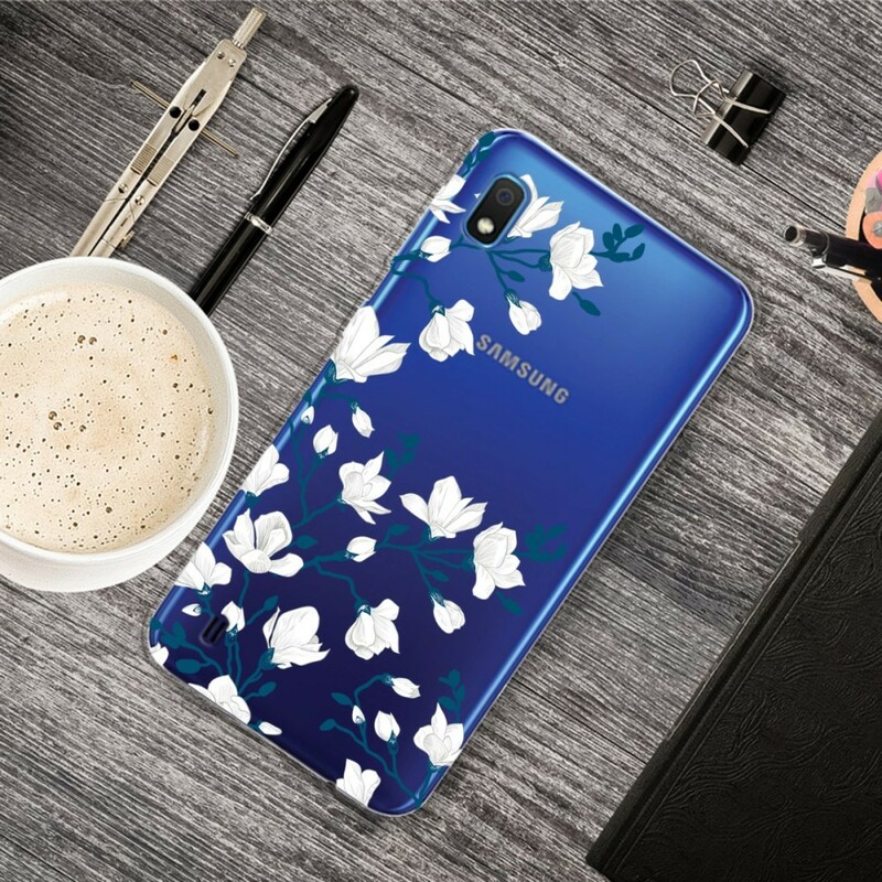 Funda Samsung Galaxy A10 Flores Blancas