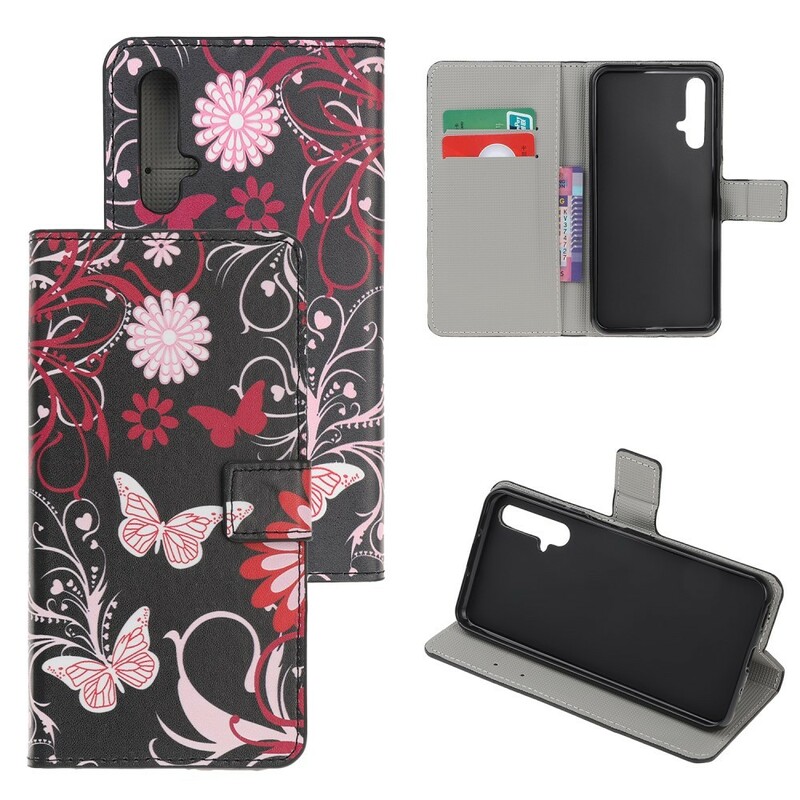 Funda de mariposas y flores para el Honor 20