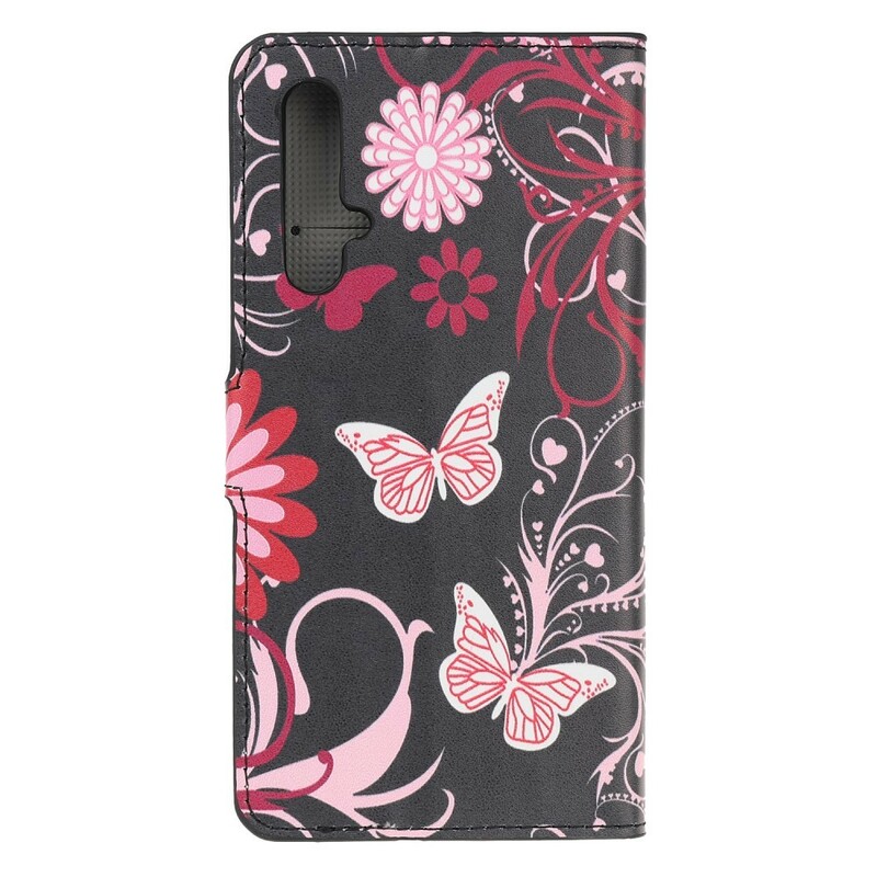 Funda de mariposas y flores para el Honor 20