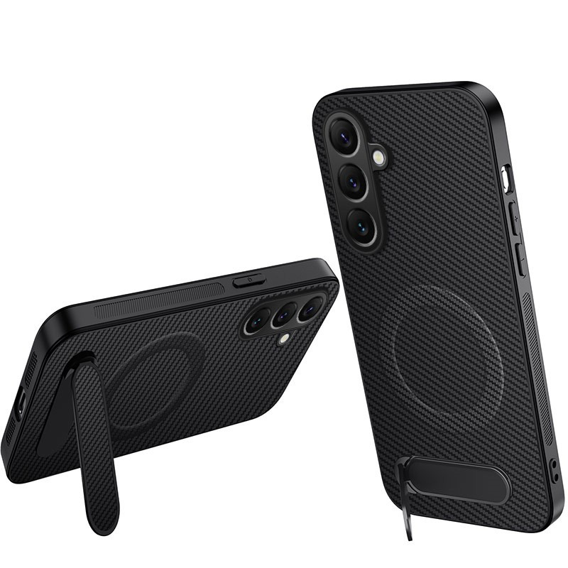 Samsung Galaxy A17 4G / 5G / A26 5G Funda de fibra de carbono con soporte
