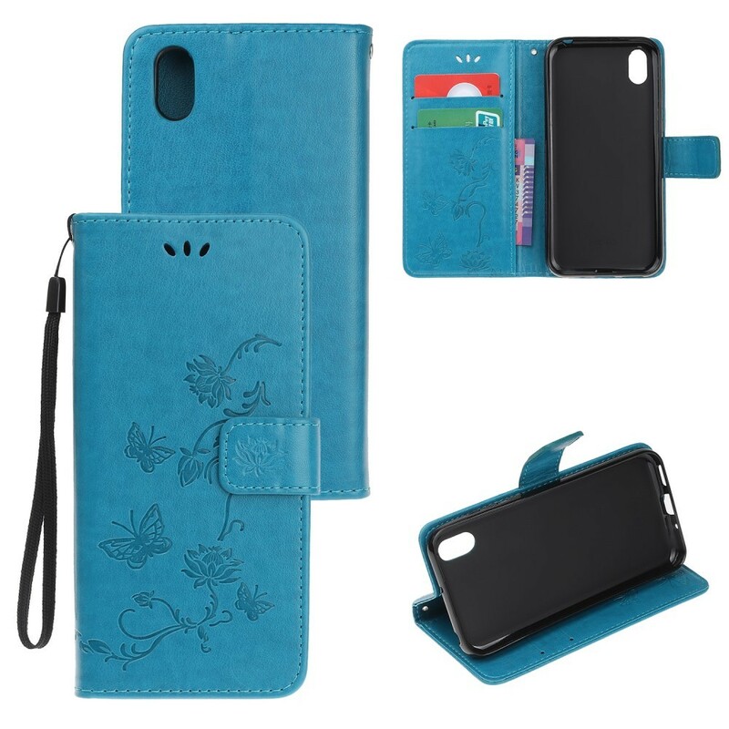Funda Huawei Y5 2019 mariposas y flores con colgante
