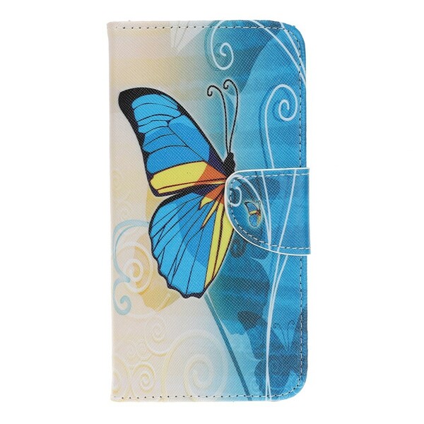 Funda para el Huawei Y5 2019 azul y amarillo mariposa