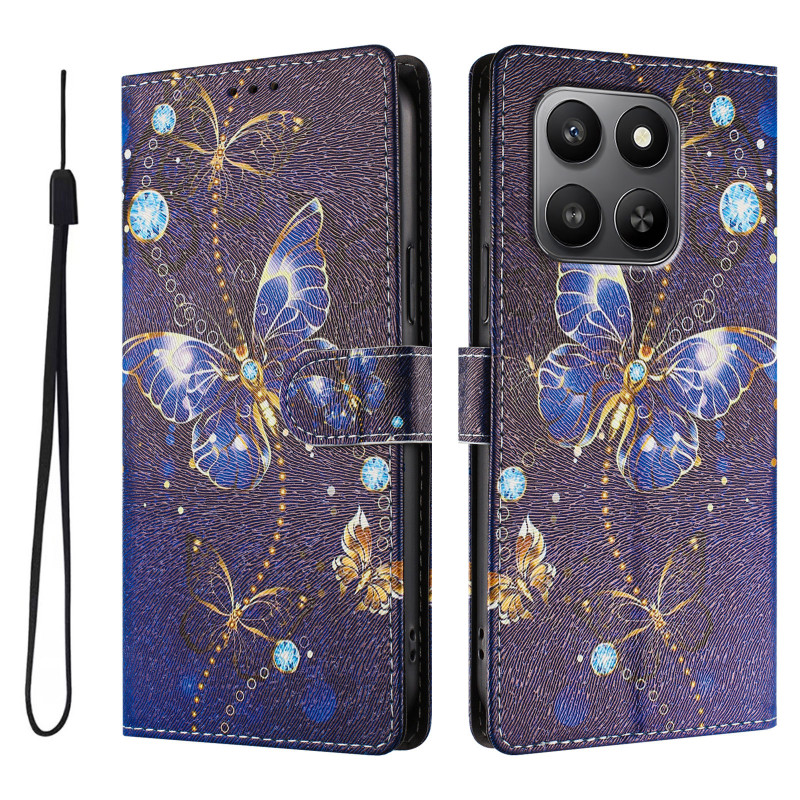 Funda para Honor 600 Smart con diseño de mariposa azul