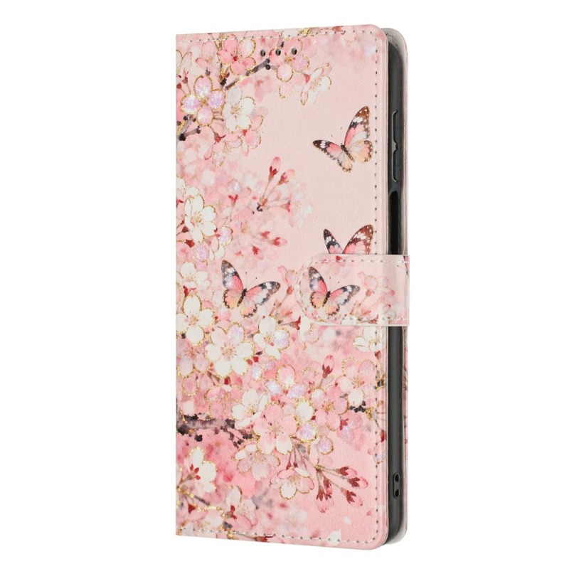 Funda para Xiaomi 17T Pro con diseño de sakura y mariposas