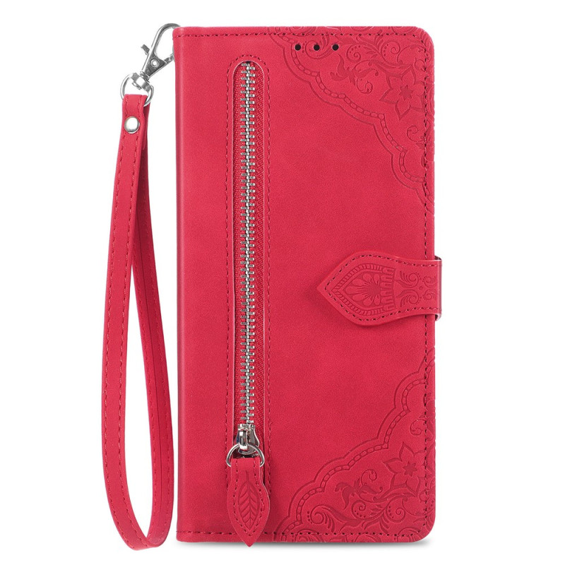 Funda para Oppo Find X9 Ultra 5G con bolsillo con cremallera y estampado de encaje