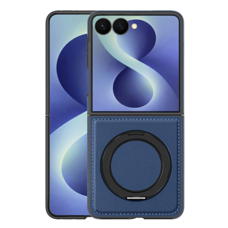 Funda magnética para Samsung Galaxy Z Flip 8 con anilla de sujeción y efecto piel