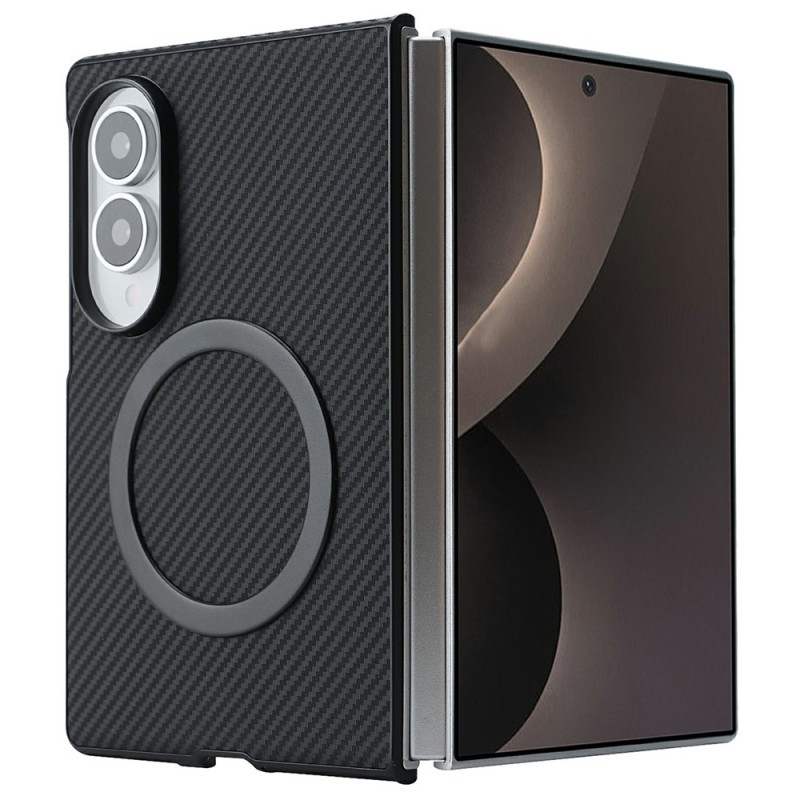 Funda de fibra de carbono para Samsung Galaxy Z Fold 8 con anillo magnético