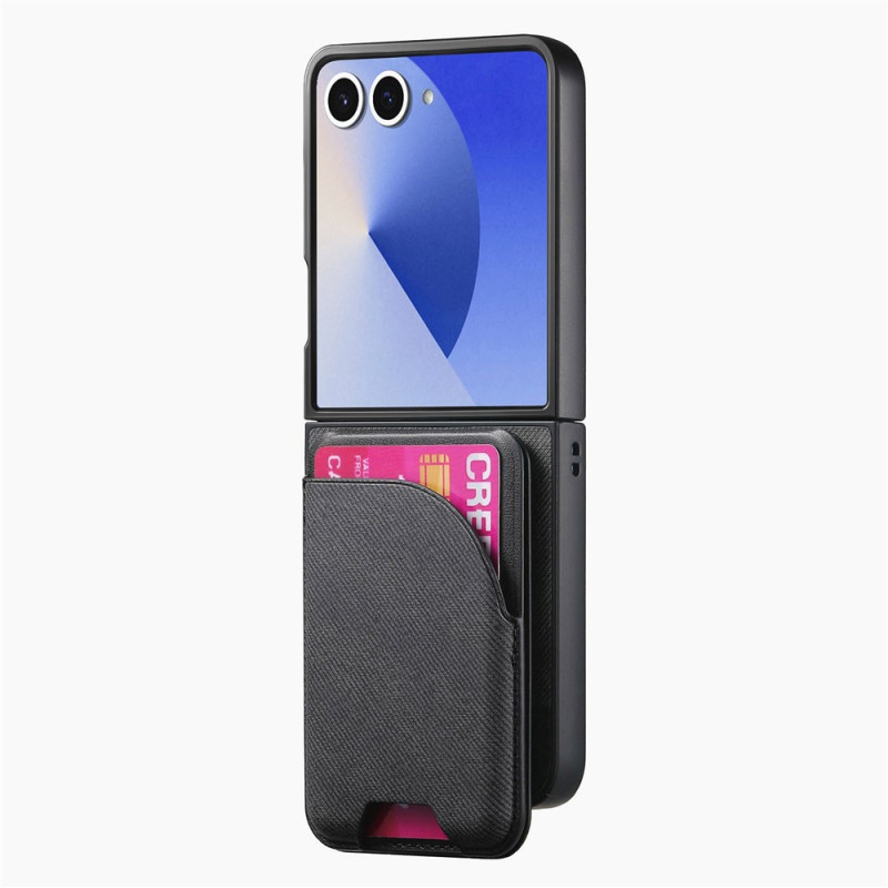 Funda para Samsung Galaxy Z Flip 8 con imán y tarjetero extraíble, efecto denim