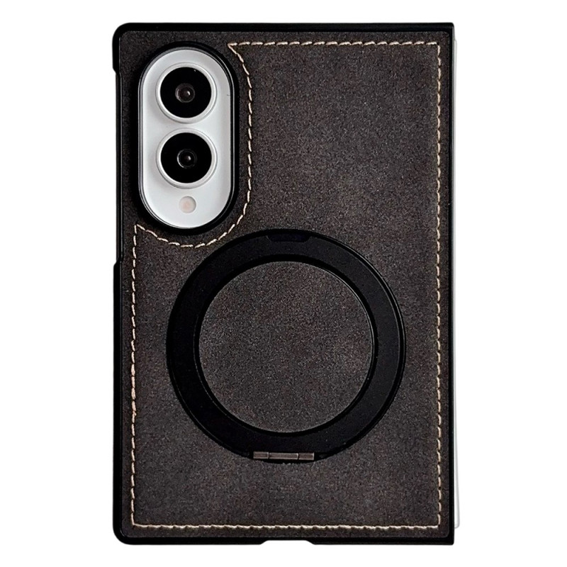 Funda magnética para Samsung Galaxy Z Fold 8 con efecto de cuero y soporte giratorio
