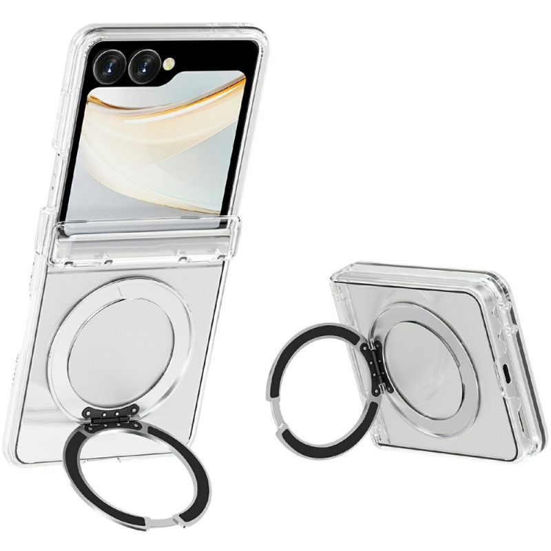 Funda magnética transparente para Samsung Galaxy Z Flip 8 con soporte giratorio