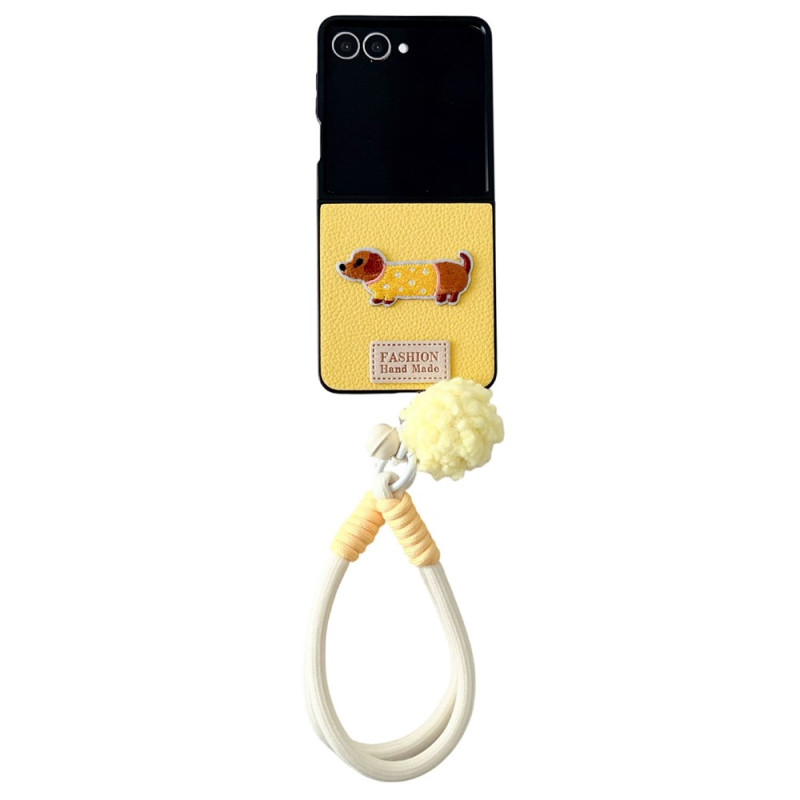 Funda para Samsung Galaxy Z Flip 8 con diseño de perro y cordón