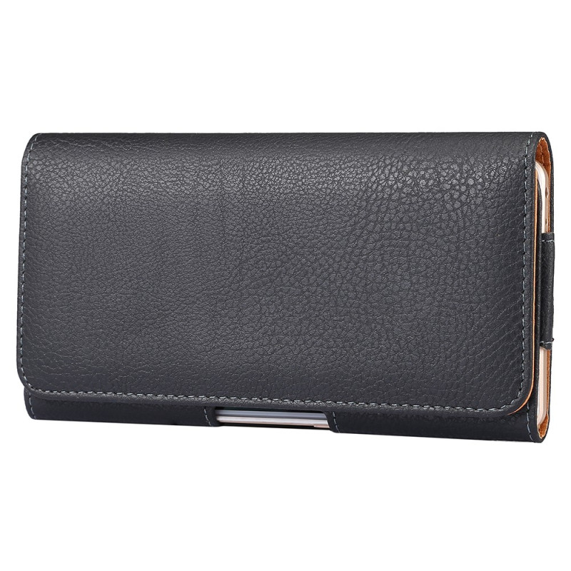 Funda de cinturón de cuero PU con textura de lichi y clip para smartphones de 6,7 a 6,9 pulgadas