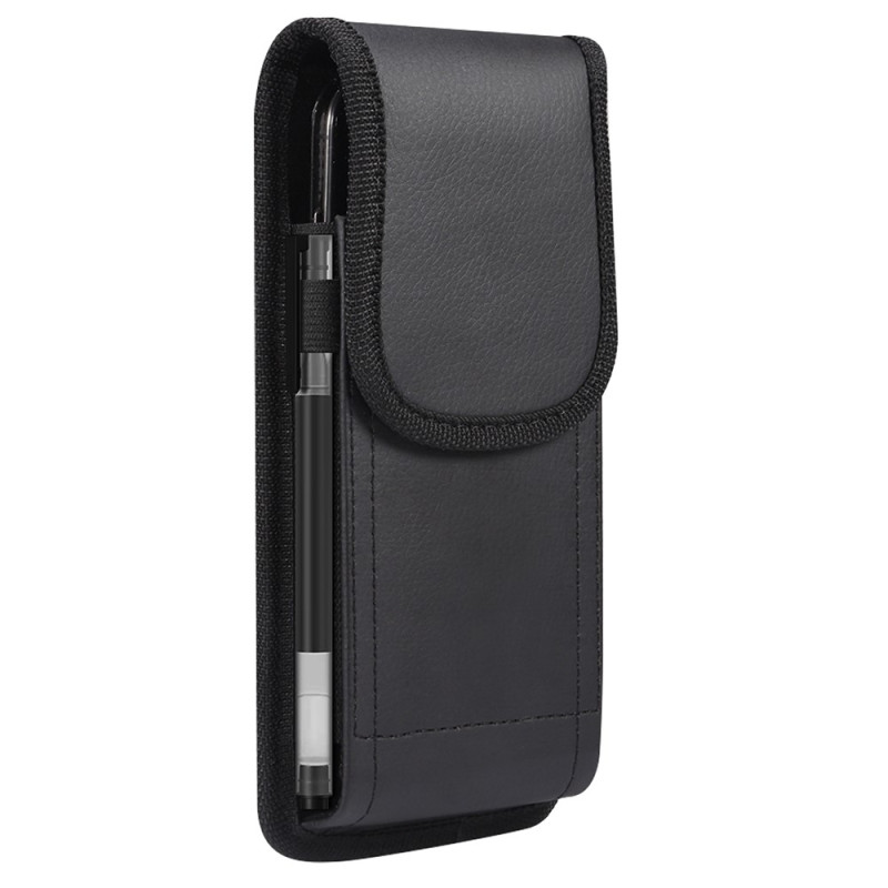 Funda vertical para el cinturón de cuero PU con textura de lichi y cierre magnético para smartphones de 6,2 a 6,5 pulgadas