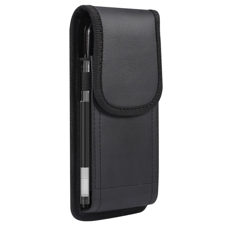 Funda vertical para el cinturón de cuero PU con textura de lichi y cierre magnético para smartphone de 6,1 pulgadas