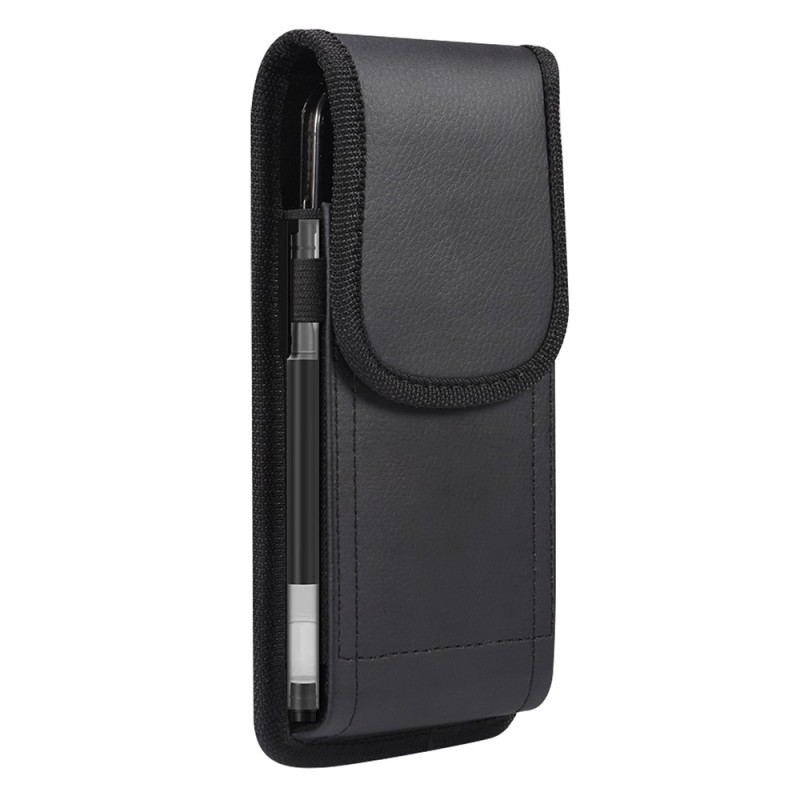 Funda vertical para el cinturón de cuero PU con textura de lichi y cierre magnético para smartphone de 6,1 pulgadas