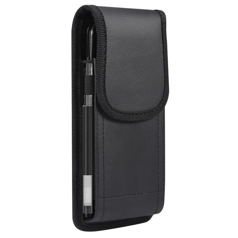 Funda vertical para el cinturón de cuero PU con textura de lichi y cierre magnético para smartphone de 6,1 pulgadas