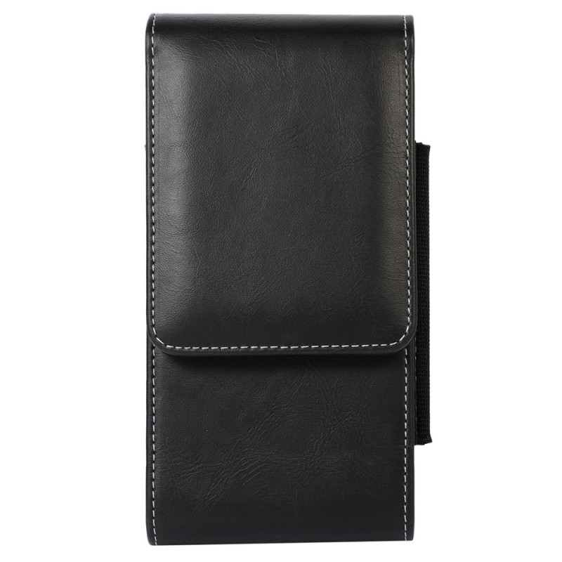 Funda vertical de cinturón de cuero PU con doble compartimento y tarjetero para smartphone de 6,7 pulgadas