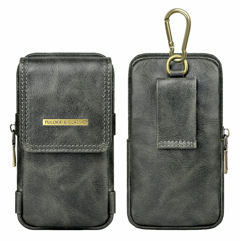 Funda vertical multifunción para el cinturón con cremallera y soporte para bolígrafo para smartphones de 7,2 pulgadas PULOKA