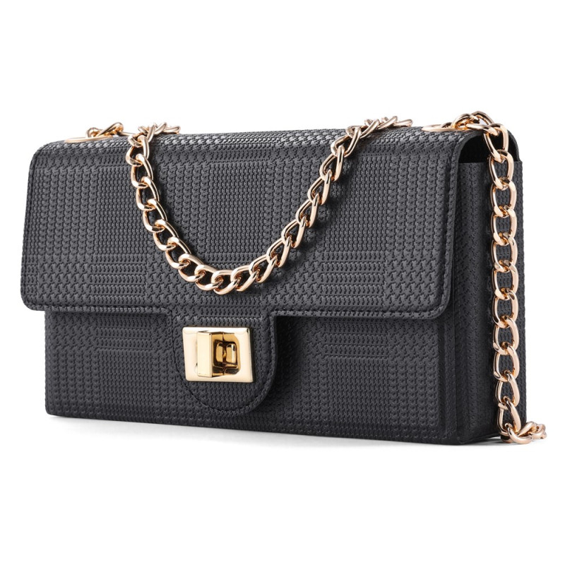 Bolso de cuero para el móvil con bandolera, cierre y cadena elegante