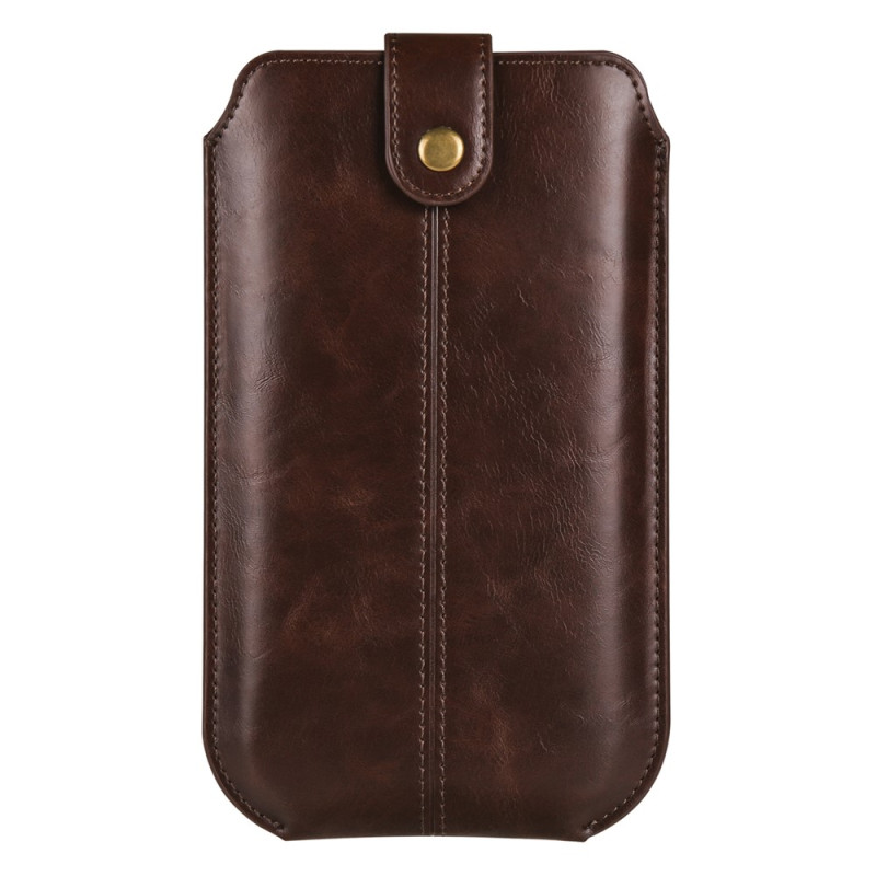 Funda universal de cinturón de cuero PU con efecto Crazy Horse para smartphone de 6,7 pulgadas con tarjetero