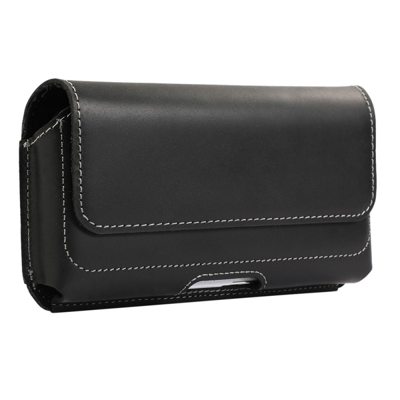 Funda de cinturón horizontal de cuero auténtico para smartphone de 6,7 pulgadas