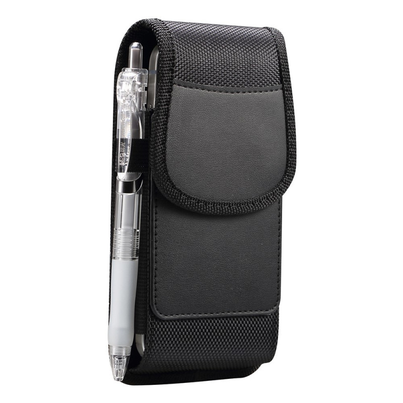 Funda universal de cinturón de nailon Oxford y cuero para smartphones de 6,7 a 6,9 pulgadas con tarjetero