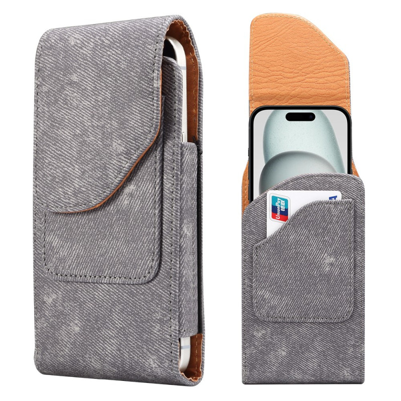 Funda universal de cinturón con aspecto de vaquero, de cuero sintético (PU), para smartphone de 6,1 pulgadas con tarjetero