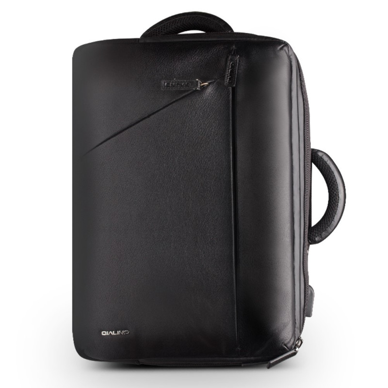Bolso de negocios para portátil de 15 pulgadas con sistema antirrobo, de cuero auténtico QIALINO