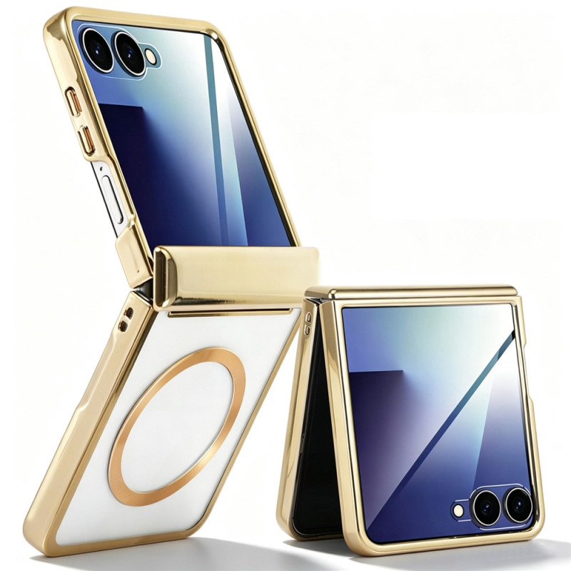 Funda magnética para Samsung Galaxy Z Flip 8 con bordes con efecto metálico