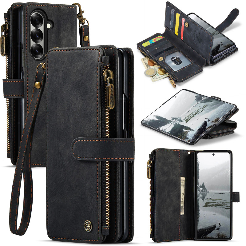 Funda tipo cartera vintage CASEME para Samsung Galaxy Z Fold 8 Ultra
