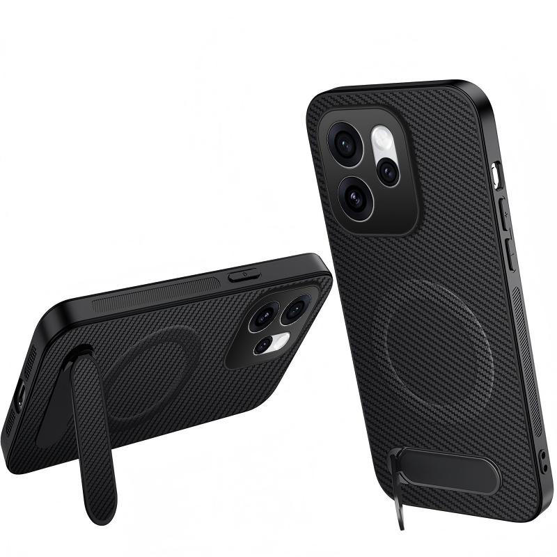 Funda de fibra de carbono para Oppo Reno 16 5G con soporte de WANLONFENG