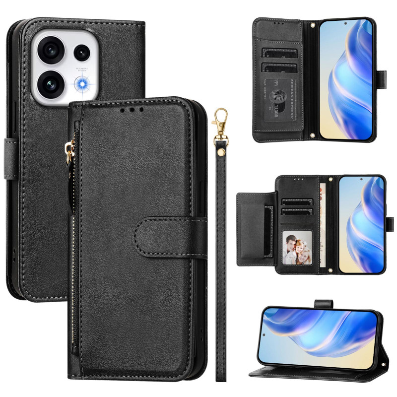 Funda tipo cartera para Oppo Reno 16 5G / 16 Pro 5G con bolsillo con cremallera
