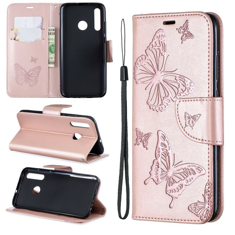 Funda Huawei P Smart Plus 2019 Mariposas en vuelo con colgante