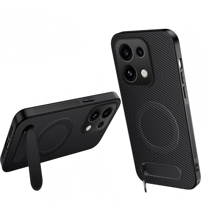 Funda magnética de fibra de carbono para Oppo Reno 16 Pro 5G con soporte