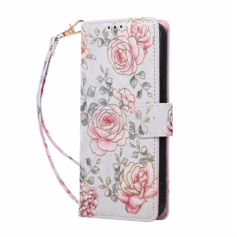 Funda para Google Pixel 11 Pro XL con motivos florales y cordón