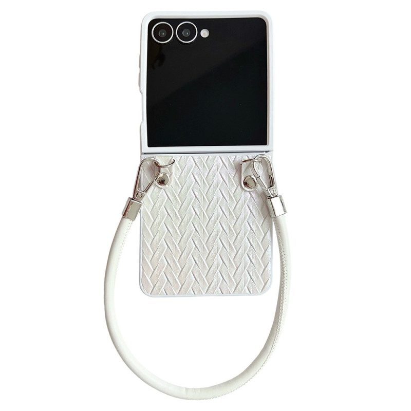 Funda para Samsung Galaxy Z Flip 8 con efecto tejido y colgante