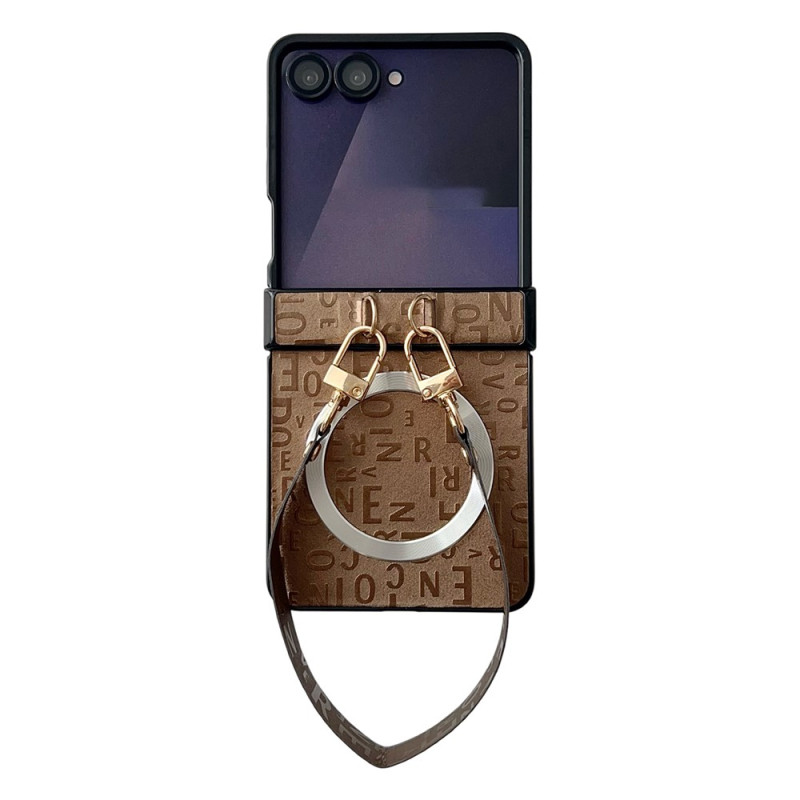 Funda magnética con letras y colgante para Samsung Galaxy Z Flip 8