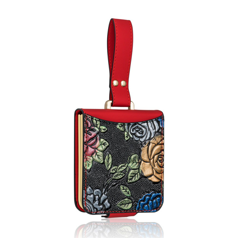 Funda para Samsung Galaxy Z Flip 8 con estampado floral y cordón