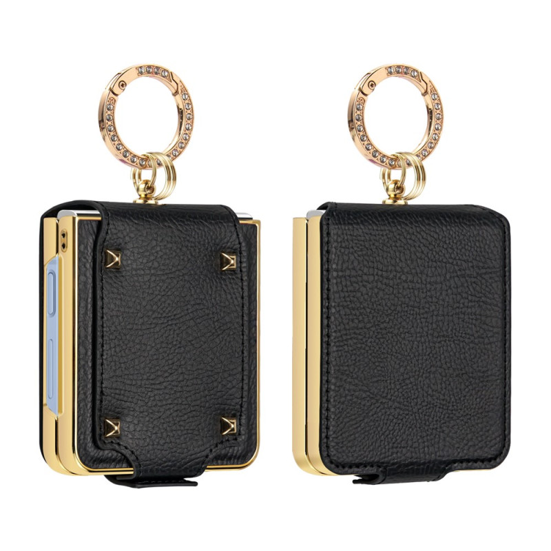 Funda para Samsung Galaxy Z Flip 8 con efecto piel y anilla