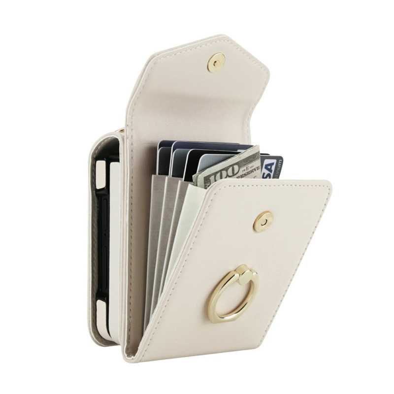 Funda para Samsung Galaxy Z Flip 8 con textura de lichi y correas