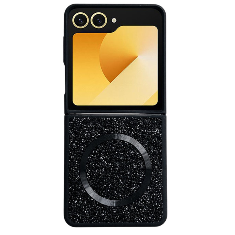 Funda magnética para Samsung Galaxy Z Flip 8 con diseño de purpurina