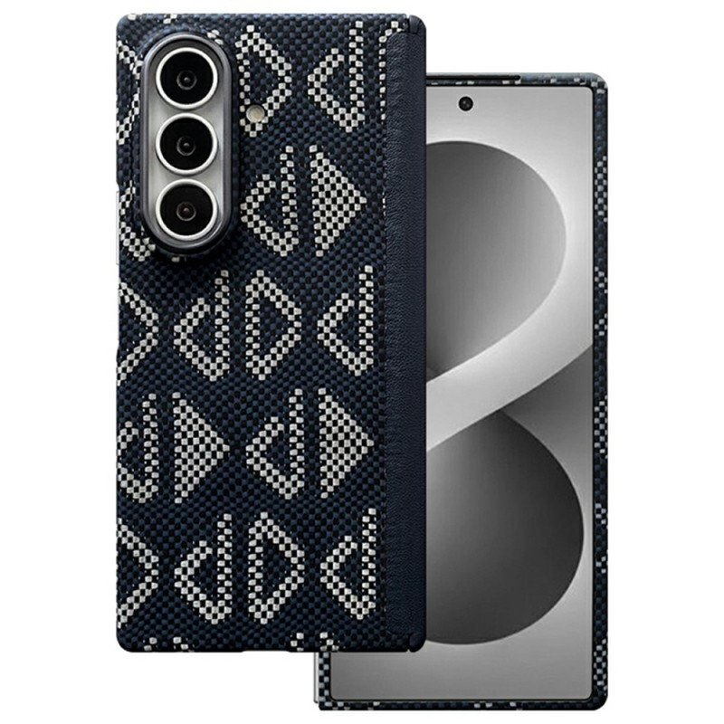 Funda magnética para Samsung Galaxy Z Fold 8 Ultra de fibra de aramida con diseño geométrico y protección para la bisagra