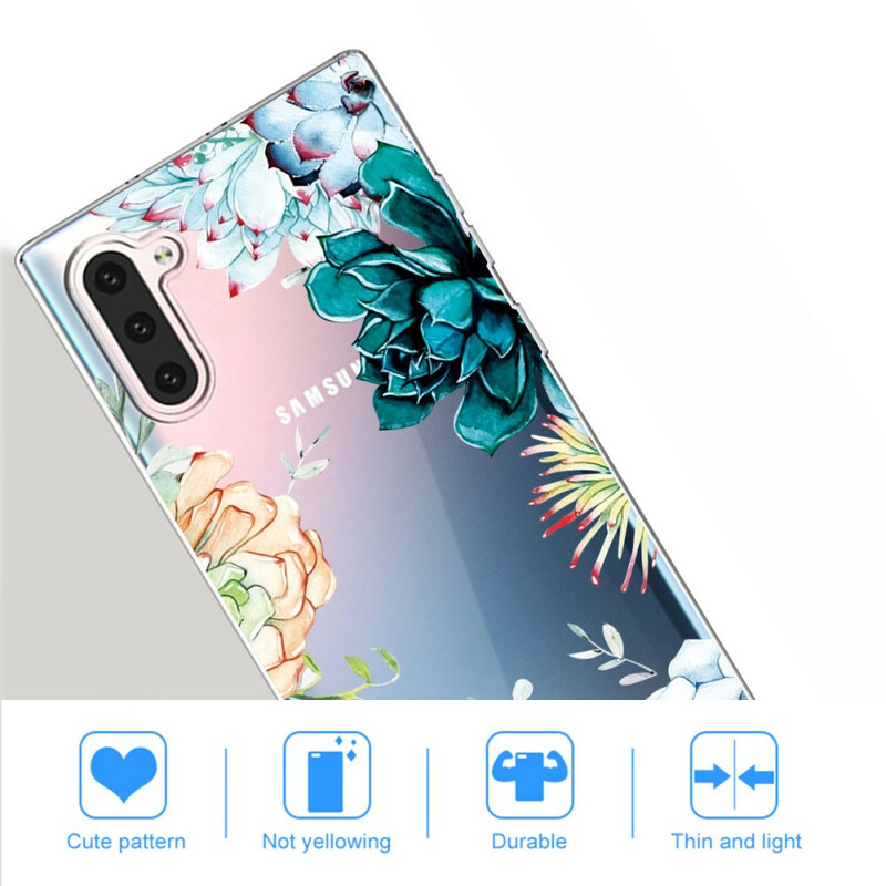 Funda de flor de acuarela transparente para Samsung Galaxy Note 10