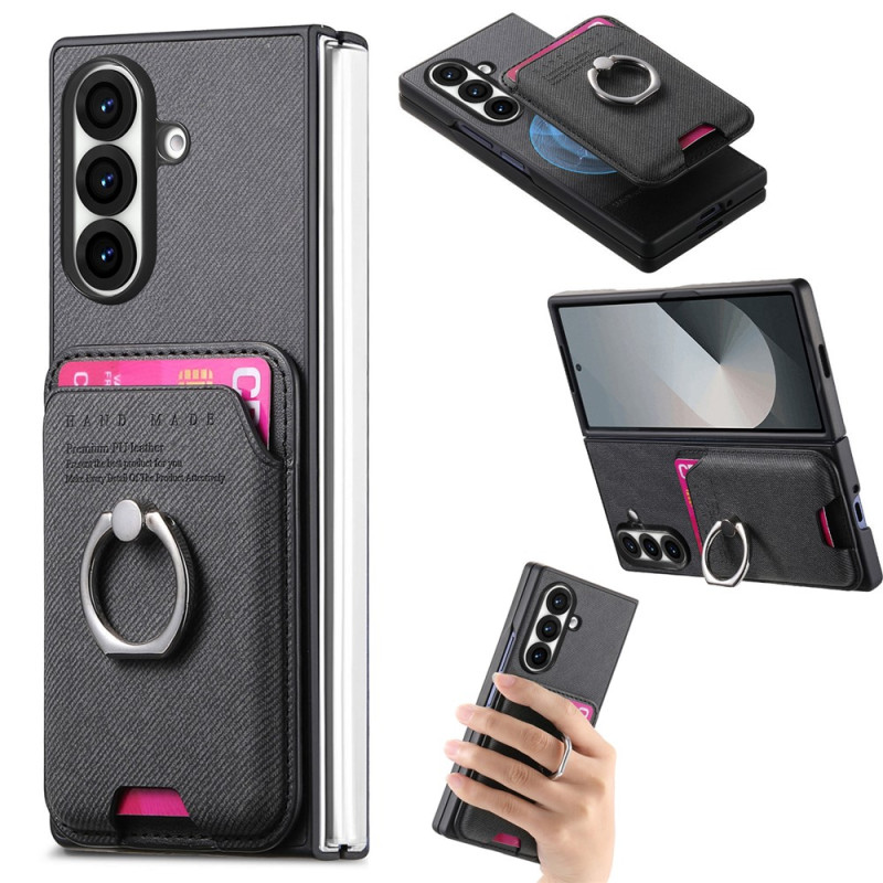 Funda magnética para Samsung Galaxy Z Fold 8 Ultra con efecto sarga y tarjetero