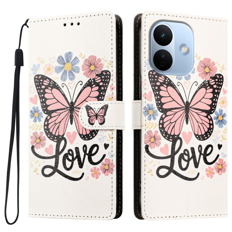 Funda para Xiaomi Redmi Note 17 Pro 5G con diseño de mariposa rosa