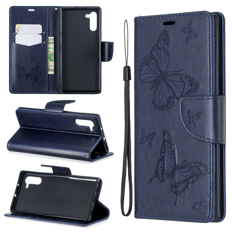 Funda Samsung Galaxy Note 10 Mariposas y solapa oblicua